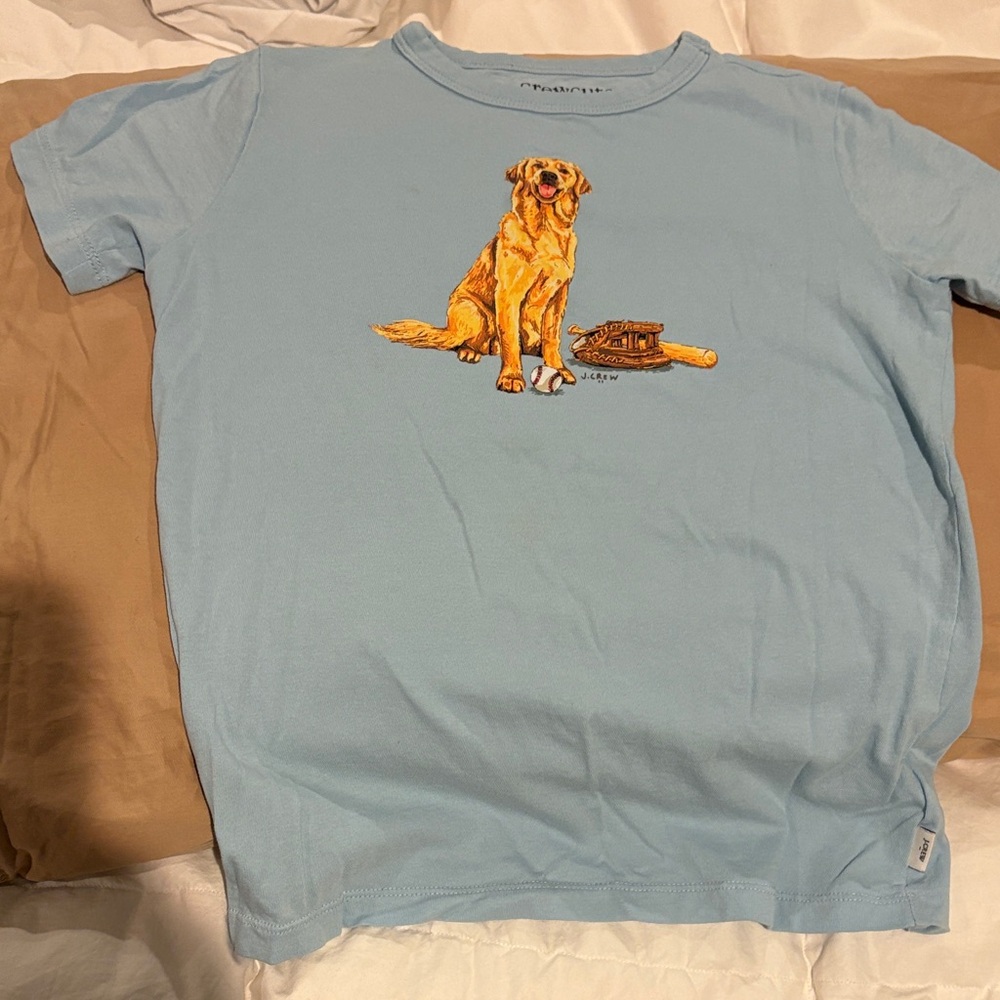 J. Crew Sky Blue Dog Graphic Tee